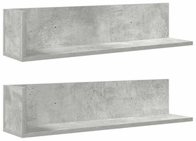 Ράφια τοίχου 2 τεμάχια Μπετόν Γκρι 75x16,5x16,5 cm Ξύλο μηχανής - Γκρι
