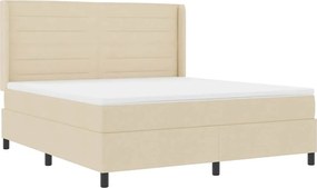 vidaXL LED Κρεβάτι με βάθρο με στρώμα Κρεμ 180 x 200 cm ύφασμα