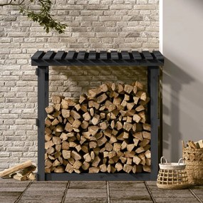 vidaXL Ραφιέρα Καυσόξυλων Γκρι 108x64,5x109 εκ. από Μασίφ Ξύλο Πεύκου