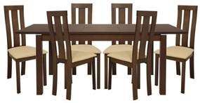 Σετ Τραπεζαρίας C10090 7τμχ Καρυδί με Τραπέζι Ανοιγόμενο &amp; 6 Καρέκλες