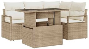 vidaXL Σετ Καναπέ Κήπου 5 pcs μπεζ και κρεμ 100 x 55 x 73 εκ