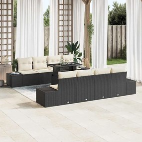 vidaXL Σετ Καναπέ Κήπου 7 pcs Μαύρο και κρεμ 100 x 55 x 73 εκ