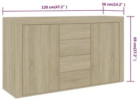 Μπουφές Sonoma Δρυς 120 x 36 x 69 εκ. από Επεξ. Ξύλο - Καφέ