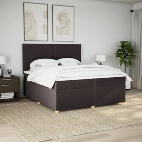 Κρεβάτι Boxspring με Στρώμα Σκούρο Καφέ 200x200 εκ. Υφασμάτινο - Καφέ