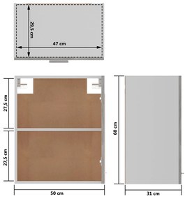 Ντουλάπια Κρεμαστά 2 τεμ. Γκρι Σκυροδ. 50x31x60 εκ. Επεξ. Ξύλο - Γκρι