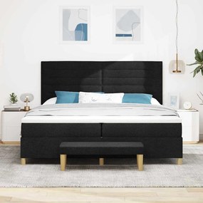 vidaXL Κρεβάτι με ελατήρια με στρώμα Μαύρο 200 x 200 cm ύφασμα