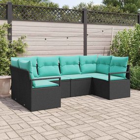 vidaXL Σετ Καναπέ με μαξιλάρι 6 pcs Μαύρο Πολυ Ρατάν