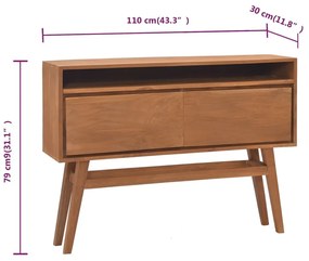 Τραπέζι Κονσόλα 110x30x79 εκ. από Μασίφ Ξύλο Teak - Καφέ