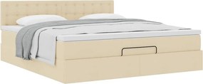 vidaXL Οθωμανικό κρεβάτι με στρώμα Cream 180x200cm ύφασμα
