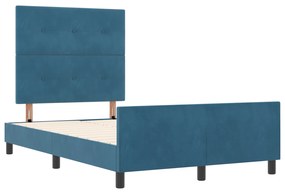 vidaXL Κρεβάτι Σκελετός Σκούρο Μπλε 120x200 εκ Βελούδο