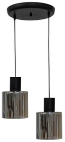 Φωτιστικό Οροφής Mirror-C 02-0420 2/Ε27 Φ35/14x85cm Fume-Black Heronia Μέταλλο,Γυαλί