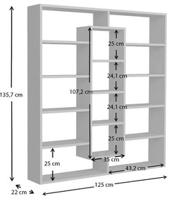 Βιβλιοθήκη μελαμίνης Ample Megapap χρώμα λευκό 125x22x135,7εκ.