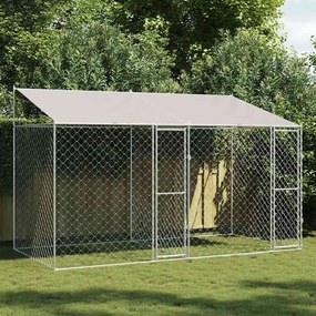 vidaXL Κλουβί σκύλου Ασημί 400 x 200 x 256 εκ Επικαλυμμένος Χάλυβας