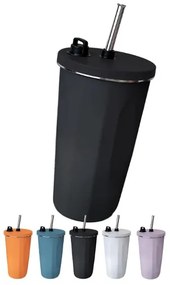 Θερμός - ποτήρι με μεταλλικό καλαμάκι 600ml JB-293 Μαύρο/Λευκό/Ροζ/Πράσινο/Πορτοκαλί