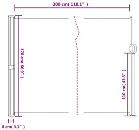 Σκίαστρο Πλαϊνό Συρόμενο Τερακότα 170 x 300 εκ. - Πορτοκαλί