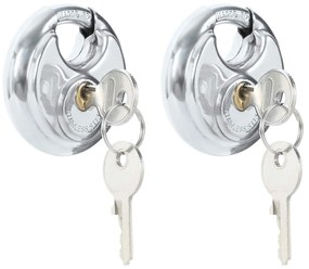 vidaXL Κλειδώματα Discus με Κλειδιά 2 pcs Ασημί 7 x 2.4 x 7 εκ.