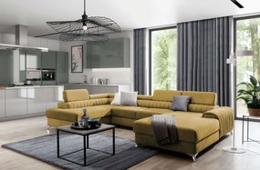Γωνιακός Καναπές Restly-Moustardi-Αριστερή - 347.00Χ202.00Χ48.00cm
