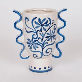 Βάζο Κεραμικό 819-00370 20,8x13x23,8cm Blue-White Estheti Home Κεραμικό