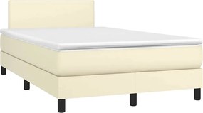 VidaXL Κρεβάτι Boxspring με Στρώμα & LED Κρεμ 120x200 εκ. Συνθ. Δέρμα