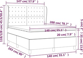 vidaXL Κρεβάτι Boxspring με Στρώμα Μπλε 140x200 εκ. Υφασμάτινο