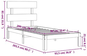 ΠΛΑΙΣΙΟ ΚΡΕΒΑΤΙΟΥ ΜΕ ΚΕΦΑΛΑΡΙ ΛΕΥΚΟ 90X200 ΕΚ. ΜΑΣΙΦ ΞΥΛΟ 3193517