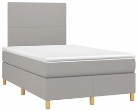 Κρεβάτι Boxspring με Στρώμα Ανοιχτό Γκρι 120x190 εκ. Υφασμάτινο - Γκρι