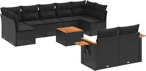 vidaXL Patio Sofa Set 10-θέσια Black