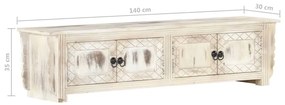 vidaXL Έπιπλο Τηλεόρασης Λευκό 140 x 30 x 35 εκ. από Μασίφ Ξύλο Μάνγκο