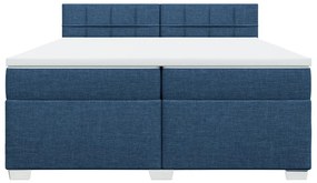 Κρεβάτι Boxspring με Στρώμα Μπλε 200x200 εκ. Υφασμάτινο - Μπλε