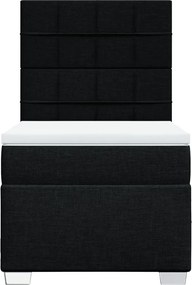 vidaXL Κρεβάτι Boxspring με Στρώμα Μαύρο 90x200 εκ. Υφασμάτινο