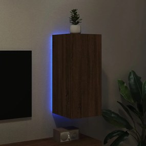 vidaXL Έπιπλο Τοίχου Τηλεόρασης με LED Καφέ Δρυς 30,5x35x70 εκ.