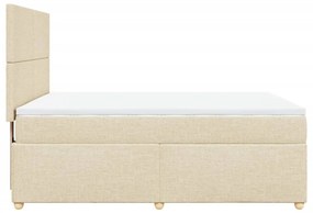 vidaXL Κρεβάτι Boxspring με Στρώμα Κρεμ 140x200 εκ. Υφασμάτινο