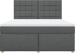 vidaXL Κρεβάτι Boxspring με Στρώμα Σκούρο Γκρι 180x200 εκ Υφασμάτιν