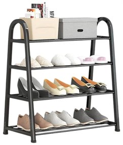 Ραφιέρα Pαπουτσιών 4 Eπιπέδων 55x63x28εκ. Μαύρο