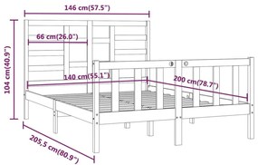 Πλαίσιο Κρεβατιού Λευκό 140 x 200 εκ. από Μασίφ Ξύλο Πεύκου - Λευκό