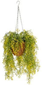 Τεχνητό Κρεμαστό Φυτό Golden Bell Willow 20626 40x40x60cm Green-Yellow GloboStar Πολυαιθυλένιο