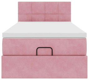 vidaXL Οθωμανικό κρεβάτι με στρώμα ροζ 90x200cm Velvet