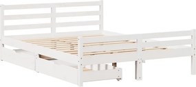 vidaXL Σκελετός Κρεβ. Χωρίς Στρώμα Λευκό 135x190 εκ Μασίφ Πεύκο