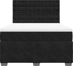 vidaXL Κρεβάτι Boxspring με Στρώμα Μαύρο 140x190 εκ. Βελούδινο