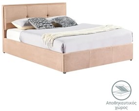 Κρεβάτι διπλό Sonnie pakoworld με αποθηκευτικό χώρο ύφασμα καφέ 150x200εκ