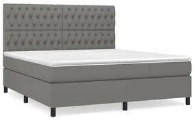 vidaXL Κρεβάτι Boxspring με Στρώμα Σκούρο Γκρι 180x200 εκ Υφασμάτιν