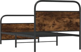 vidaXL Πλαίσιο Κρεβ. Χωρ. Στρώμα Καπνιστή Δρυς 90 x 190 εκ. Επεξ. Ξύλο