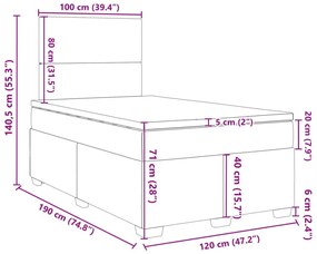 Κρεβάτι Boxspring με Στρώμα Ανοιχτό Γκρι 120x190 εκ. Υφασμάτινο - Γκρι