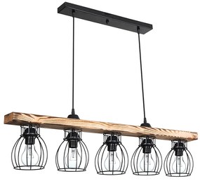 Φωτιστικό οροφής πεντάφωτο Jazzy pakoworld Ε27 καρυδί-μαύρο 100x8.5x27εκ