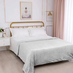 Κουβέρτα Fleece Υπέρδιπλη Με Γουνάκι (220x240) Silk Fashion Damask Light Grey