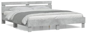 Πλαίσιο Κρεβατιού με Κεφαλάρι Γκρι Σκυρ. 200x200 εκ. Επεξ. Ξύλο - Γκρι