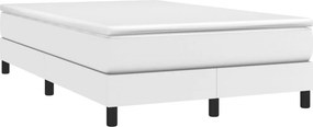 vidaXL Κρεβάτι Boxspring με Στρώμα Λευκό 120x190εκ.από Συνθετικό Δέρμα