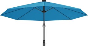 vidaXL Ομπρέλα Επιτοίχια με LED Θαλασσί 290 εκ.