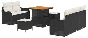 vidaXL Σετ Καναπέ Κήπου Ρυθμιζόμενο ύψος 8 pcs Μαύρο συνθετικό ρατάν