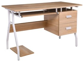 UNIT Γραφείο Η/Υ Μέταλλο Βαφή Άσπρο, Melamine Απόχρωση Sonoma 120x60x73cm ΕΟ434
